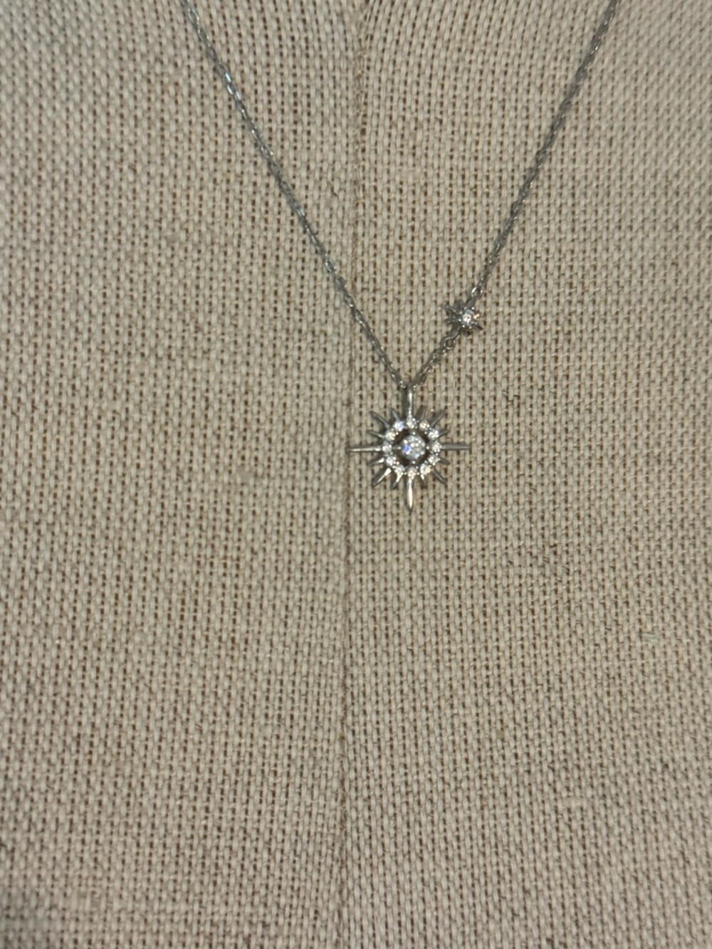 Delicate Silver Sunburst Pendant Necklace with Crystal Accent - Women Jewelry
